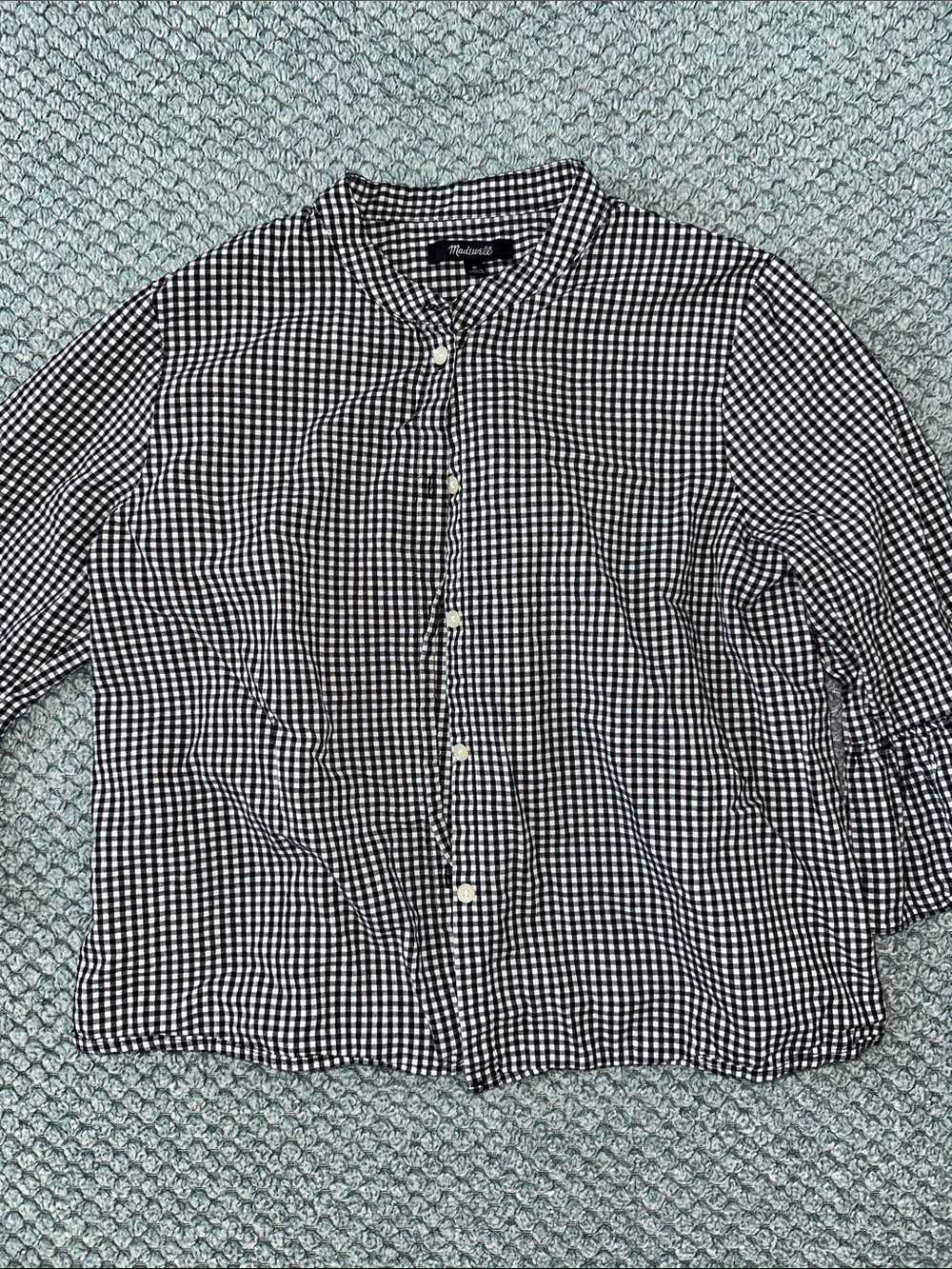 Madewell Black and White Gingham Button-Front Top S/M-
